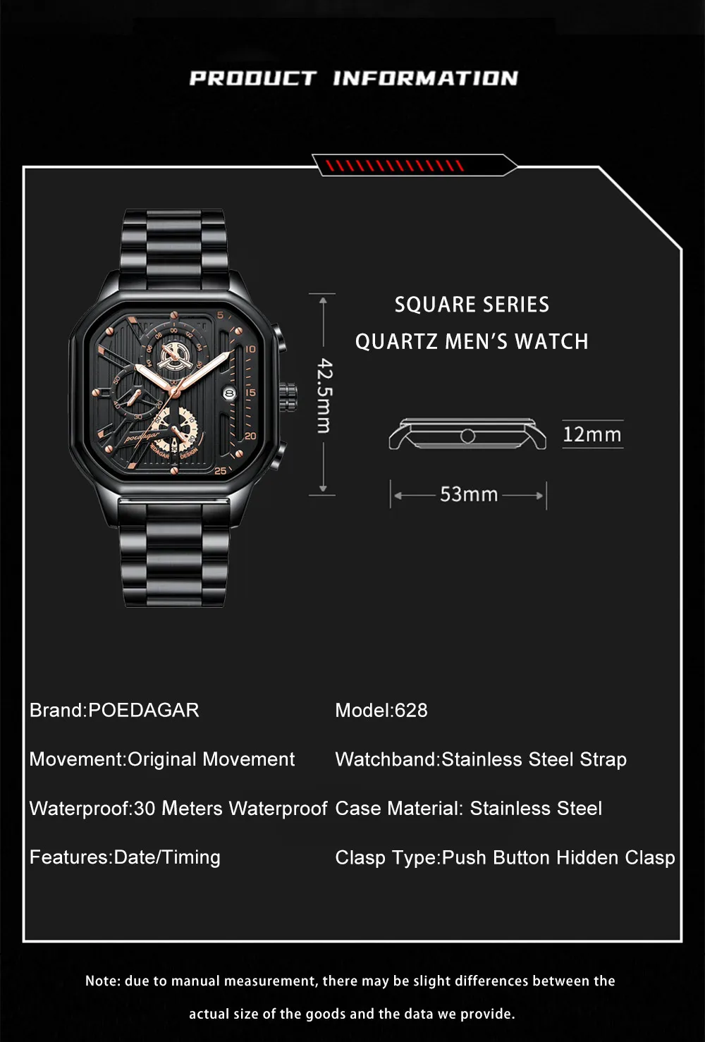 POEDAGAR Luxury Casual Male Watch Fashion Chronograph Stainless Steel Waterproof Luminous Date Military Men's Wristwatches Gifts