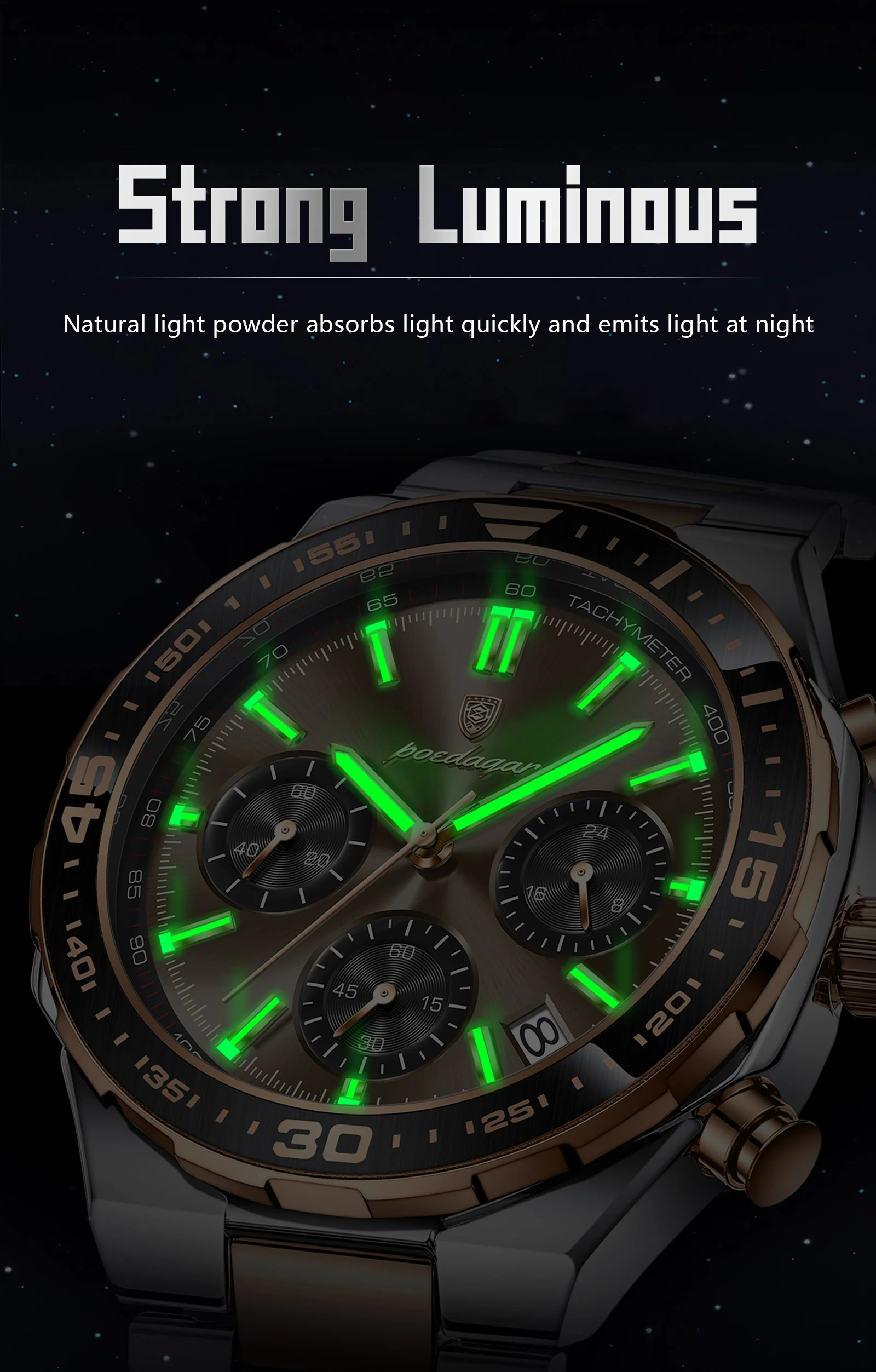 POEDAGAR Luxury Fashion Men Watch Waterproof Luminous Quartz Sports Man Clock Date Chronograph Business Men's Watches Male Reloj