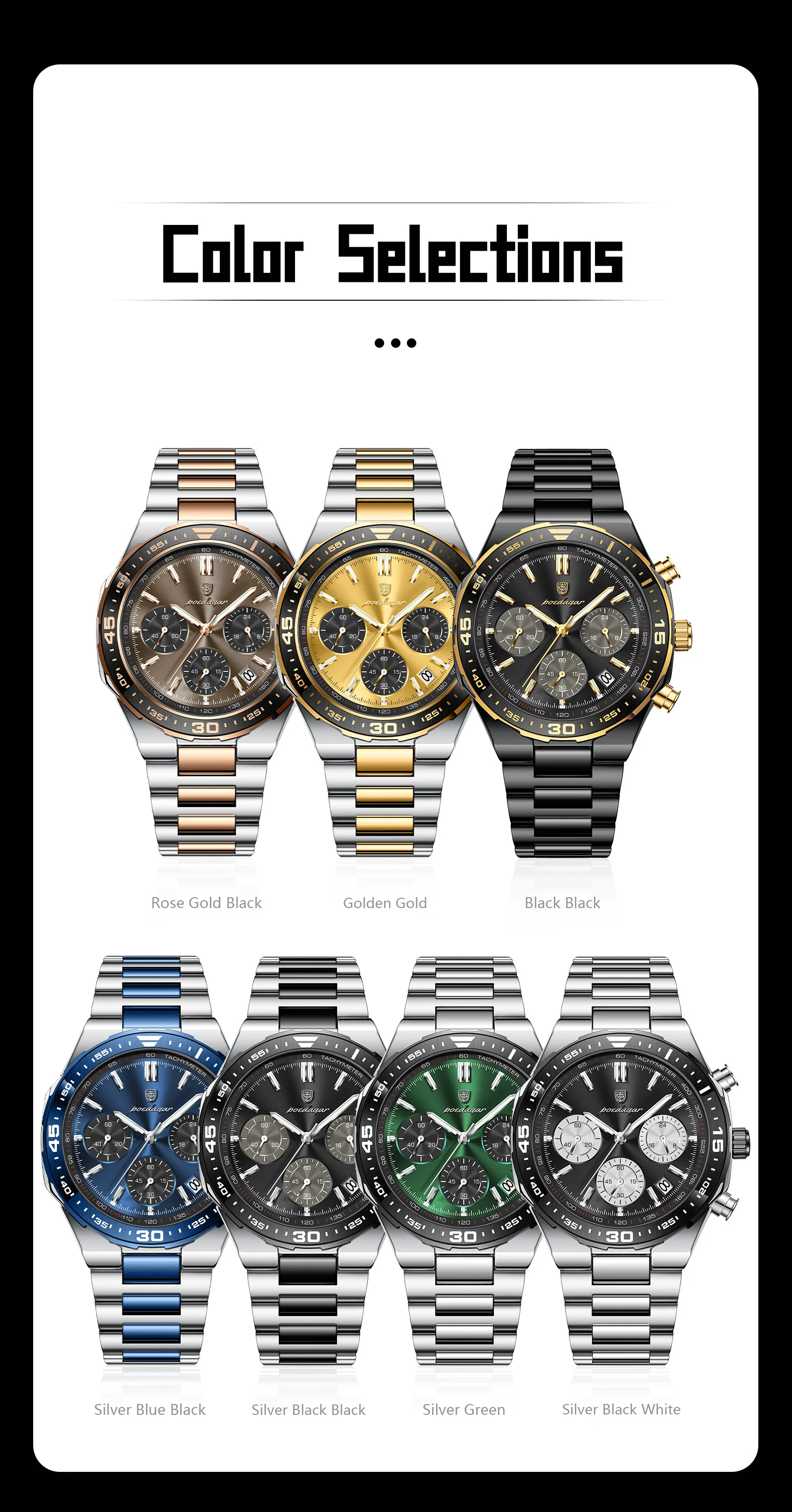 POEDAGAR Luxury Fashion Men Watch Waterproof Luminous Quartz Sports Man Clock Date Chronograph Business Men's Watches Male Reloj