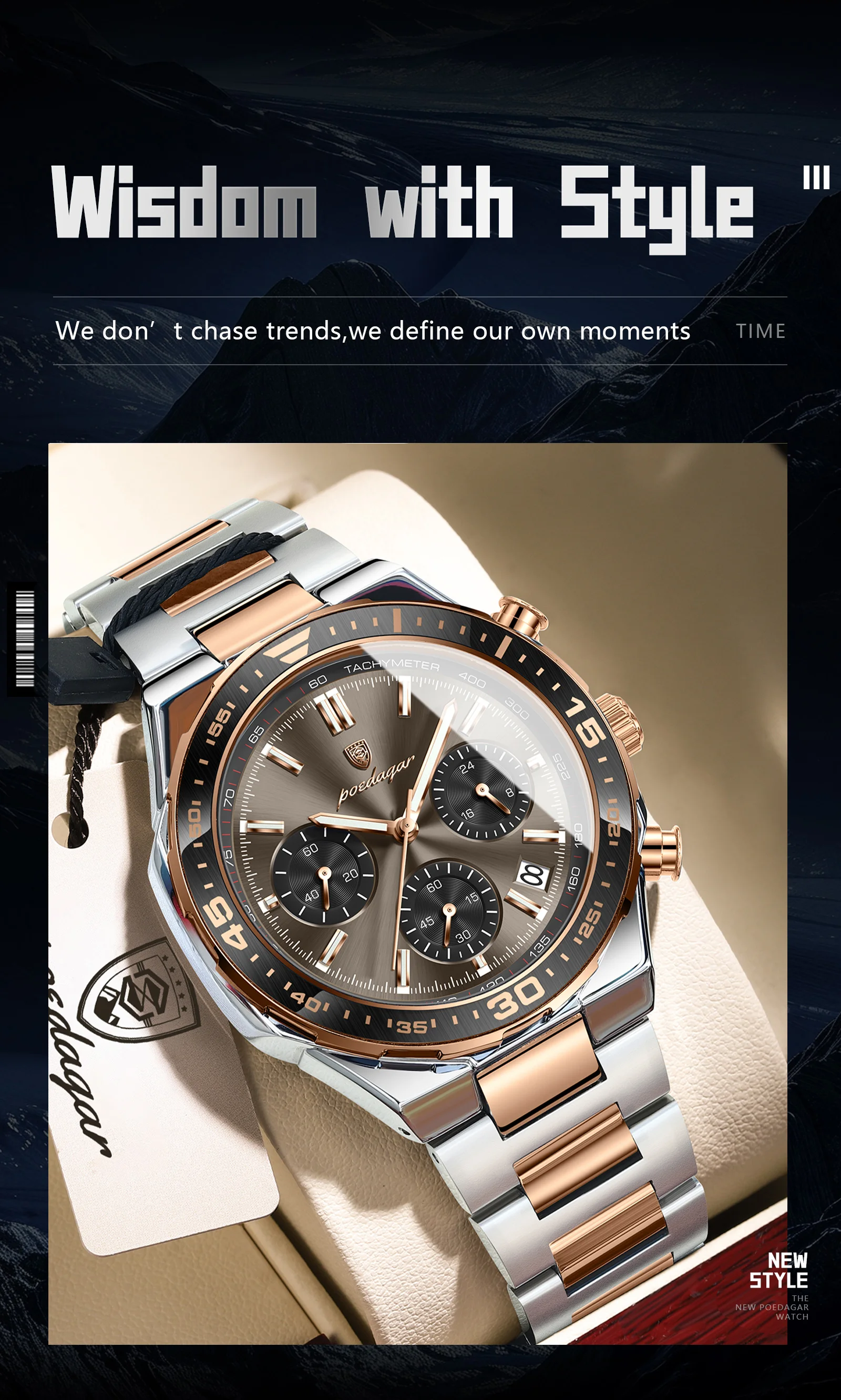 POEDAGAR Luxury Fashion Men Watch Waterproof Luminous Quartz Sports Man Clock Date Chronograph Business Men's Watches Male Reloj