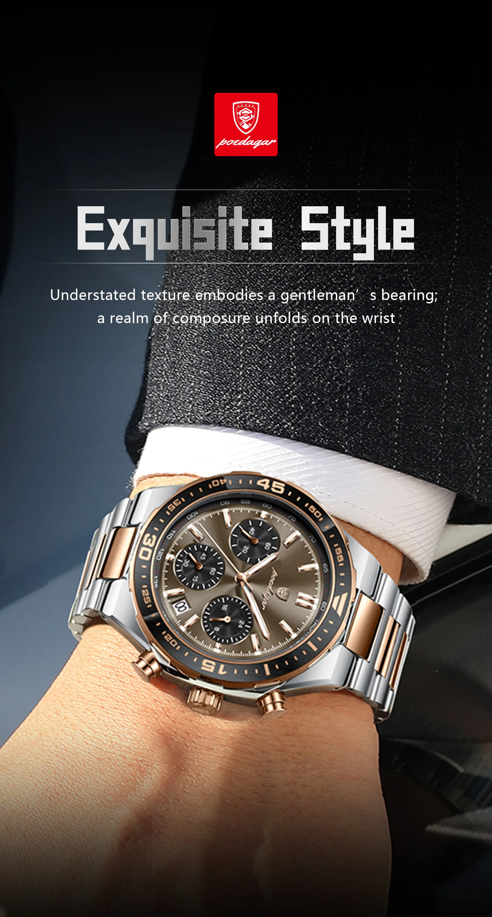 POEDAGAR Luxury Fashion Men Watch Waterproof Luminous Quartz Sports Man Clock Date Chronograph Business Men's Watches Male Reloj