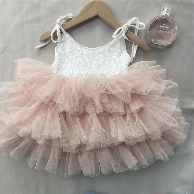 Toddler Girls Lace Tutu Dress for Kids Lovely Layers Ruffles Vestidos Fashion Baby Birthday Party Gown Boutique Wear