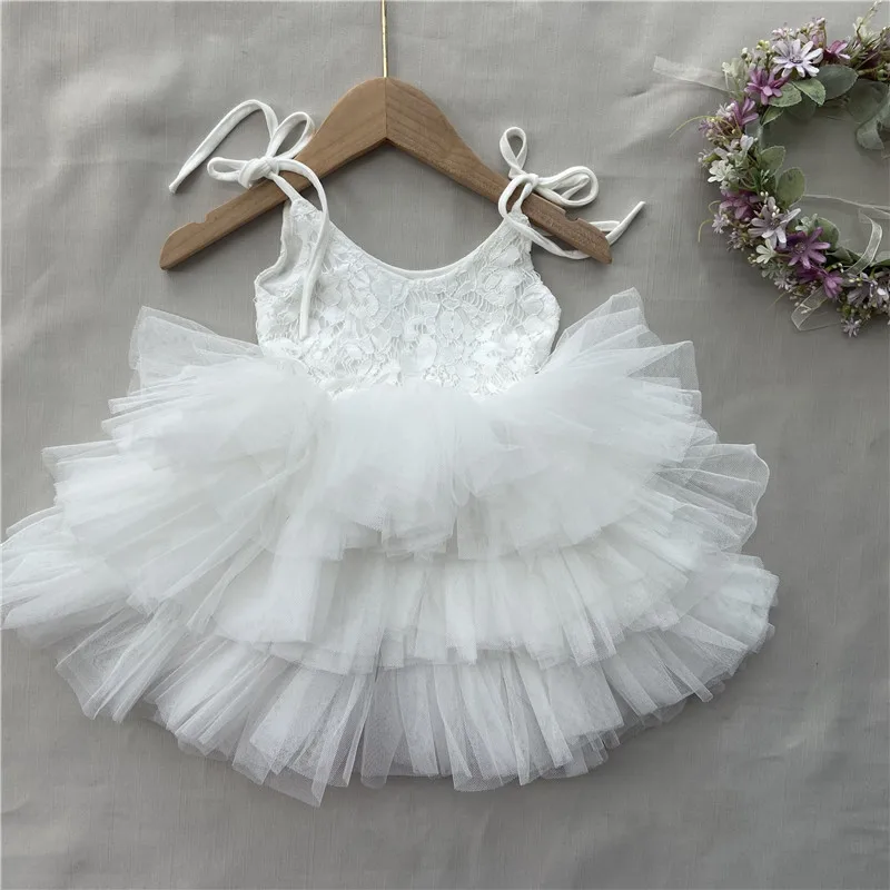 Toddler Girls Lace Tutu Dress for Kids Lovely Layers Ruffles Vestidos Fashion Baby Birthday Party Gown Boutique Wear