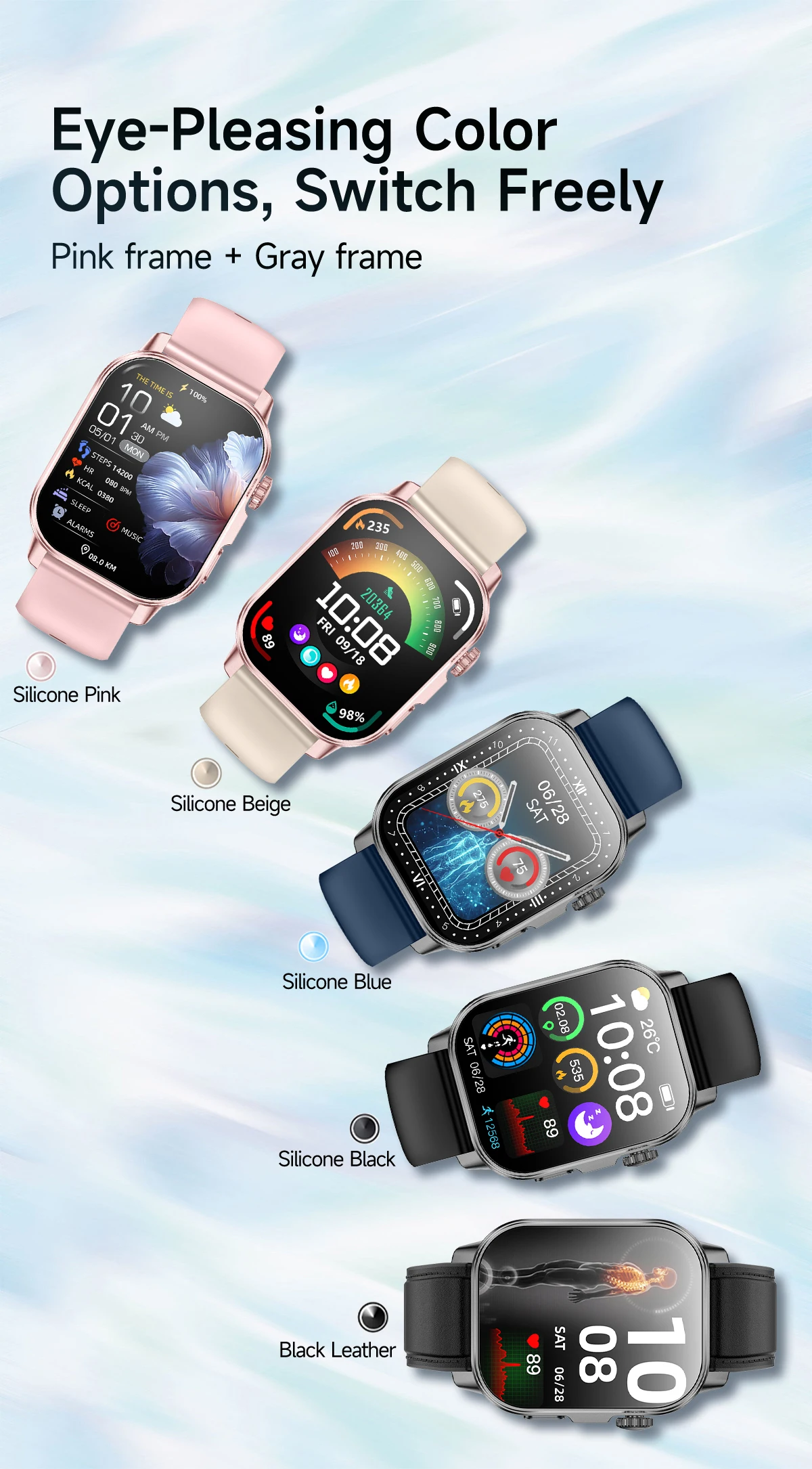 2026 Original Women Health Accurate Diagnosis Smart Watch ECG+HRV BP Blood Oxygen Uric Acid Heart Rate Bluetooth Call Smartwatch