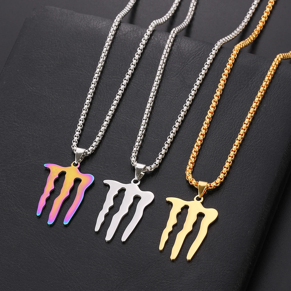Hip-Hop Style Demon Claw Necklace Titanium Steel Pendant Unique Fashion Accessory for Parties Gift for Women And Men