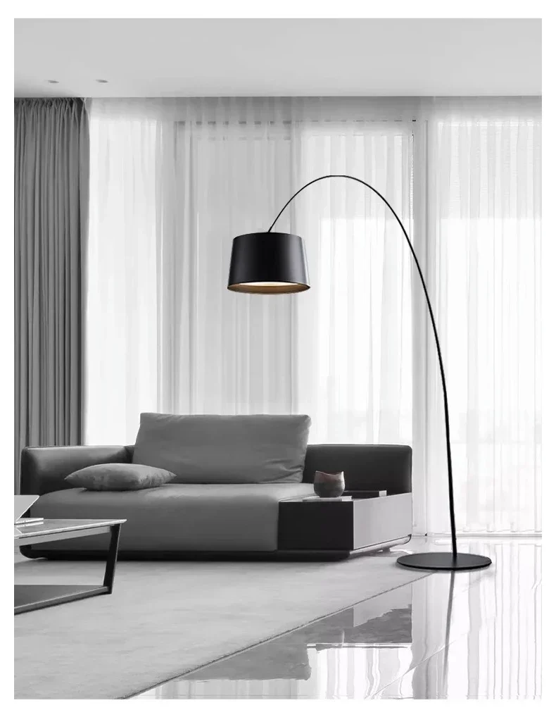 Nordic Minimalist Floor Lamp Arc Bedroom Living Room Floor Lamps Sofa Study Fishing Lamp Room Decoration Lighting Vertical Light