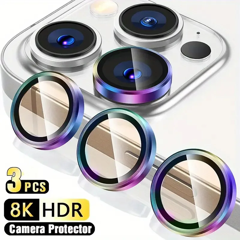 3Pcs Metal Lens Protector Glass For iPhone 16 13 12 11 14 15 Pro Max Mini Camera Lens Protection Film For iPhone 16 14 15 Plus