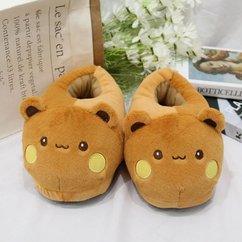 Kawaii Panda Bubu And Yier Plush Slippers Cartoon Panda Indoor Couple'S Warm Cotton Slippers Autumn And Winter Gift