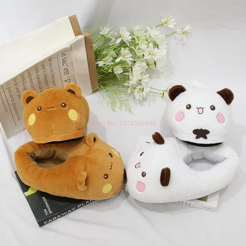 Kawaii Panda Bubu And Yier Plush Slippers Cartoon Panda Indoor Couple'S Warm Cotton Slippers Autumn And Winter Gift