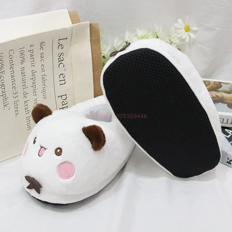 Kawaii Panda Bubu And Yier Plush Slippers Cartoon Panda Indoor Couple'S Warm Cotton Slippers Autumn And Winter Gift