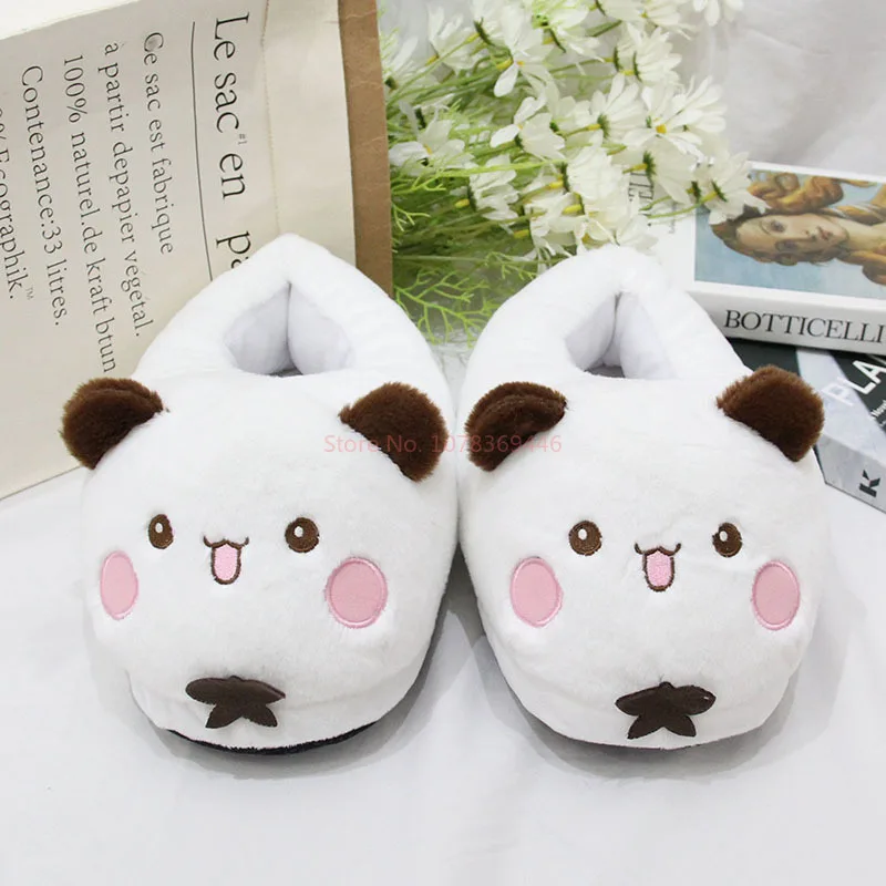 Kawaii Panda Bubu And Yier Plush Slippers Cartoon Panda Indoor Couple'S Warm Cotton Slippers Autumn And Winter Gift