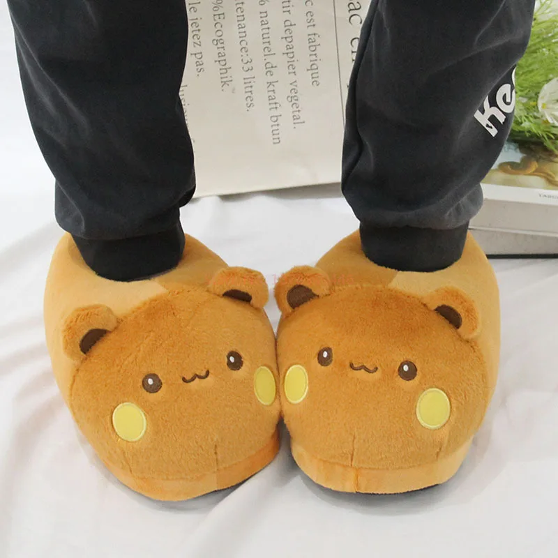 Kawaii Panda Bubu And Yier Plush Slippers Cartoon Panda Indoor Couple'S Warm Cotton Slippers Autumn And Winter Gift