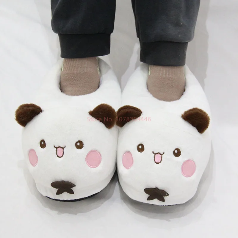 Kawaii Panda Bubu And Yier Plush Slippers Cartoon Panda Indoor Couple'S Warm Cotton Slippers Autumn And Winter Gift
