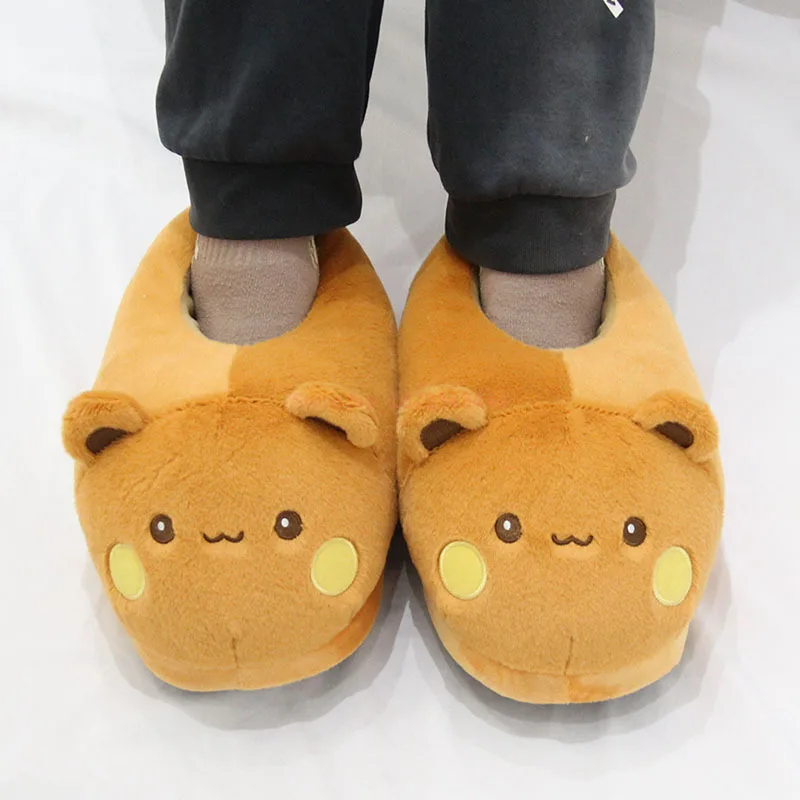 Kawaii Panda Bubu And Yier Plush Slippers Cartoon Panda Indoor Couple'S Warm Cotton Slippers Autumn And Winter Gift