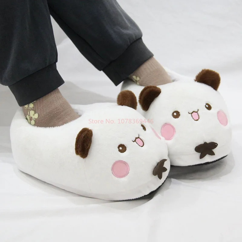 Kawaii Panda Bubu And Yier Plush Slippers Cartoon Panda Indoor Couple'S Warm Cotton Slippers Autumn And Winter Gift