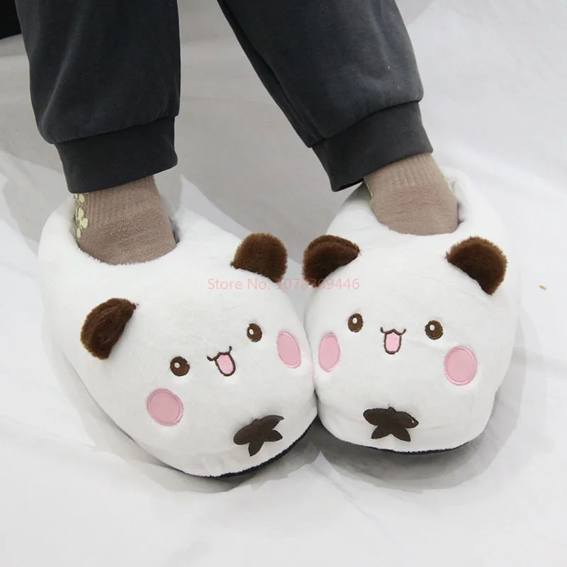 Kawaii Panda Bubu And Yier Plush Slippers Cartoon Panda Indoor Couple'S Warm Cotton Slippers Autumn And Winter Gift