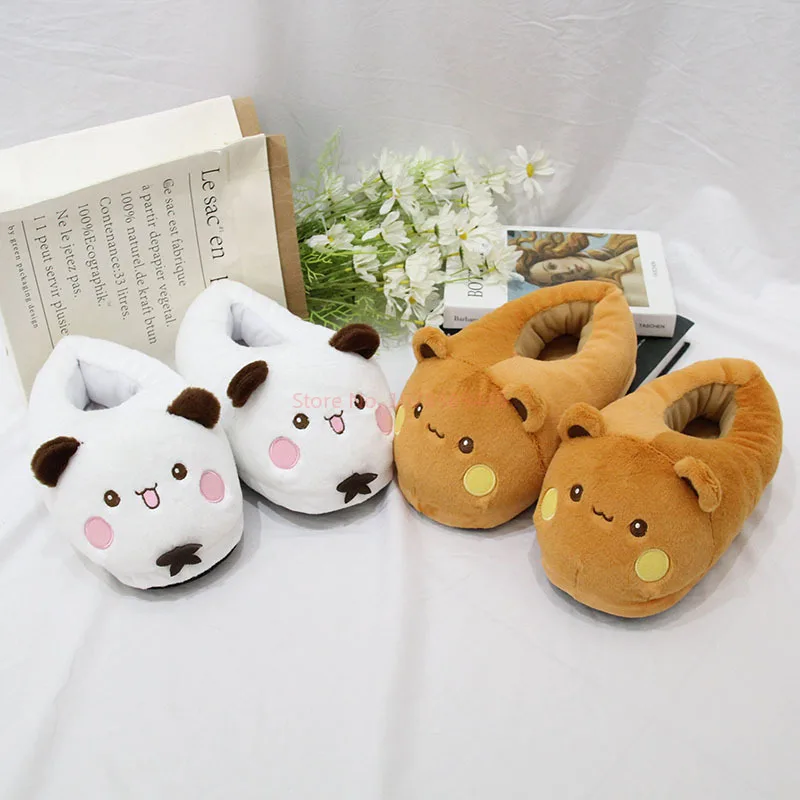 Kawaii Panda Bubu And Yier Plush Slippers Cartoon Panda Indoor Couple'S Warm Cotton Slippers Autumn And Winter Gift