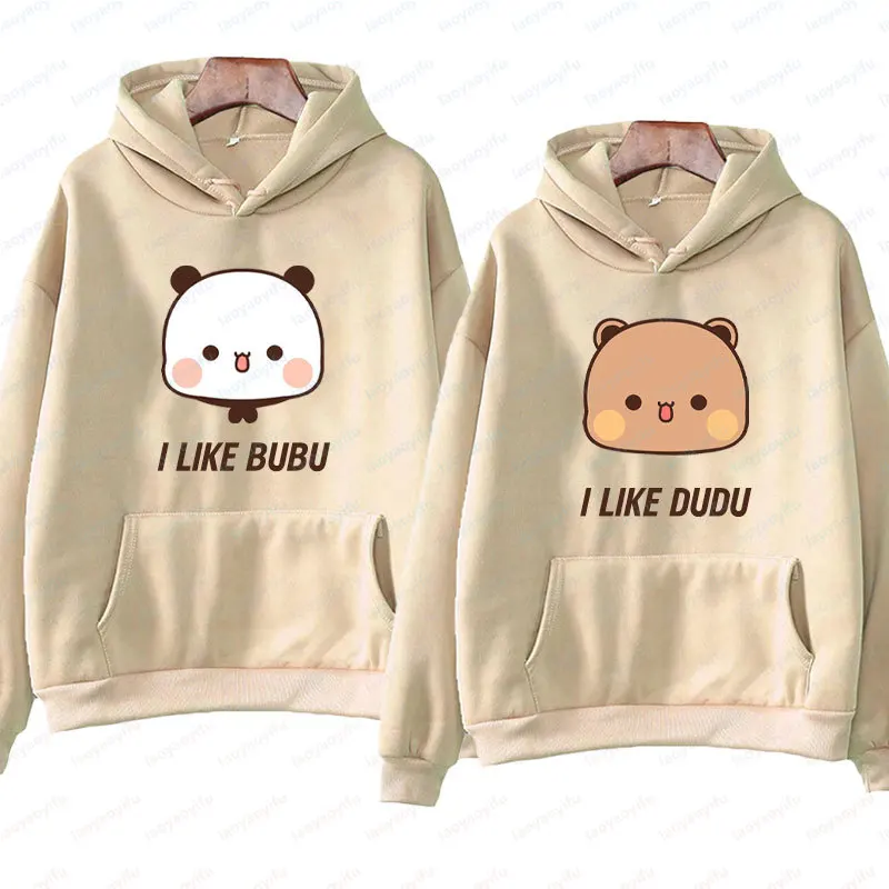 I Like BuBu/Dudu Kawaii Matching Graphic Hoodie Panda Bear Bubu and Dudu Couples Sweatshirt Unisex Cartoon Hoody Couples Gift
