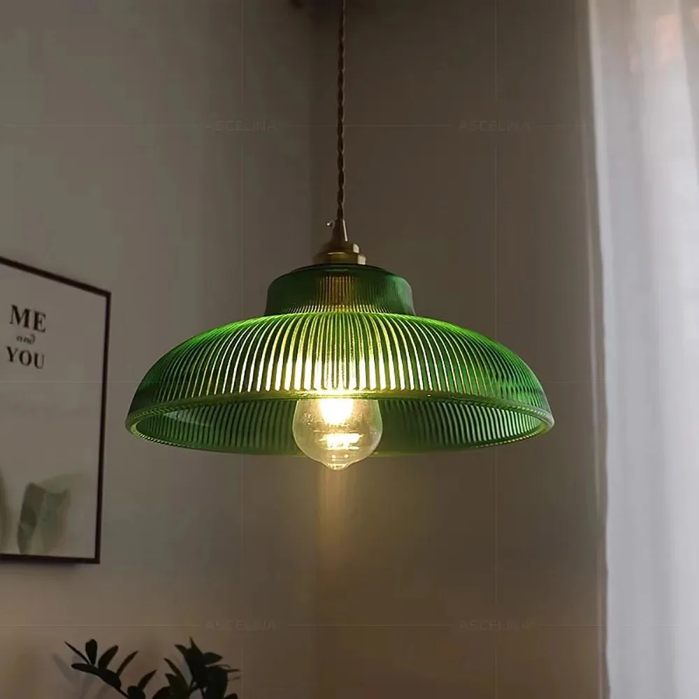 Nordic Glass Pendant Light Green Hanging Lamp Living Room Luminaire Hall Bedroom Dining Table Indoor Fixtures Lustre LED Decor
