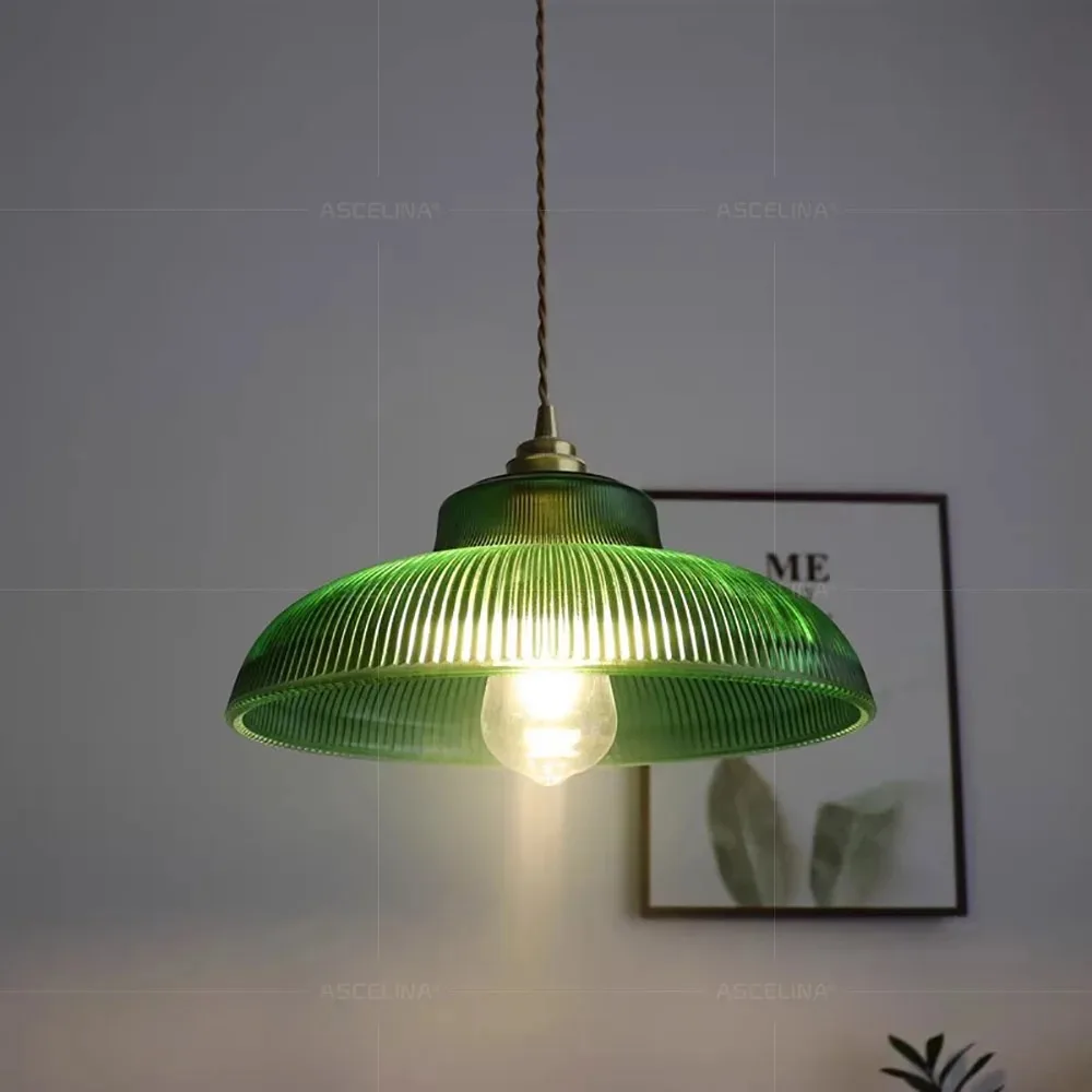 Nordic Glass Pendant Light Green Hanging Lamp Living Room Luminaire Hall Bedroom Dining Table Indoor Fixtures Lustre LED Decor