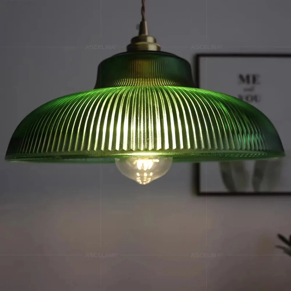 Nordic Glass Pendant Light Green Hanging Lamp Living Room Luminaire Hall Bedroom Dining Table Indoor Fixtures Lustre LED Decor