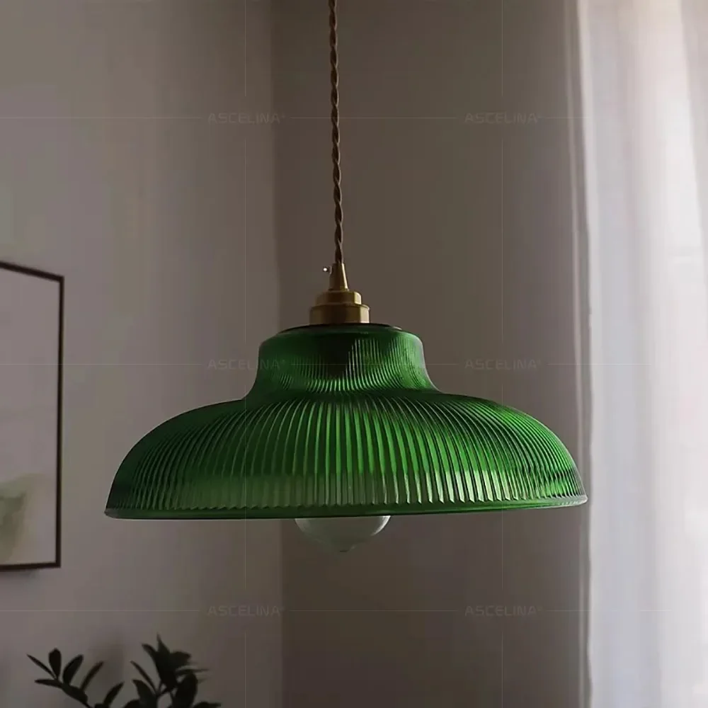 Nordic Glass Pendant Light Green Hanging Lamp Living Room Luminaire Hall Bedroom Dining Table Indoor Fixtures Lustre LED Decor