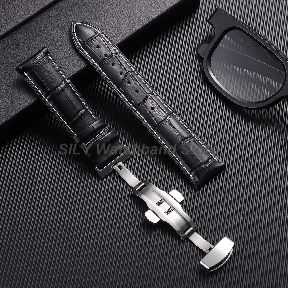 Soft Leather Watchband Replacement Wrist Belt Straps 12/13/14/15/16/17/18/19/20/21/22/23/24mm Butterfly Clasp Universal Bracelet