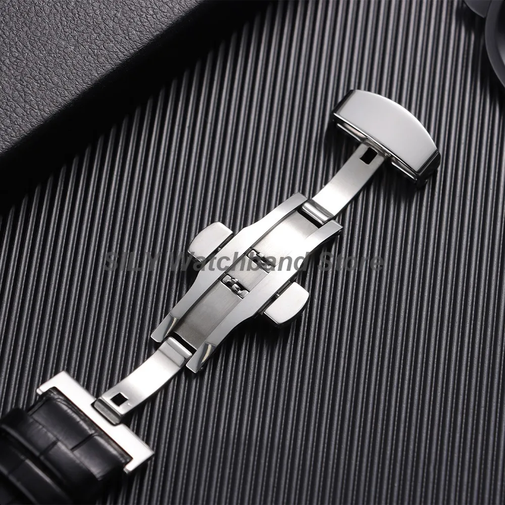 Soft Leather Watchband Replacement Wrist Belt Straps 12/13/14/15/16/17/18/19/20/21/22/23/24mm Butterfly Clasp Universal Bracelet