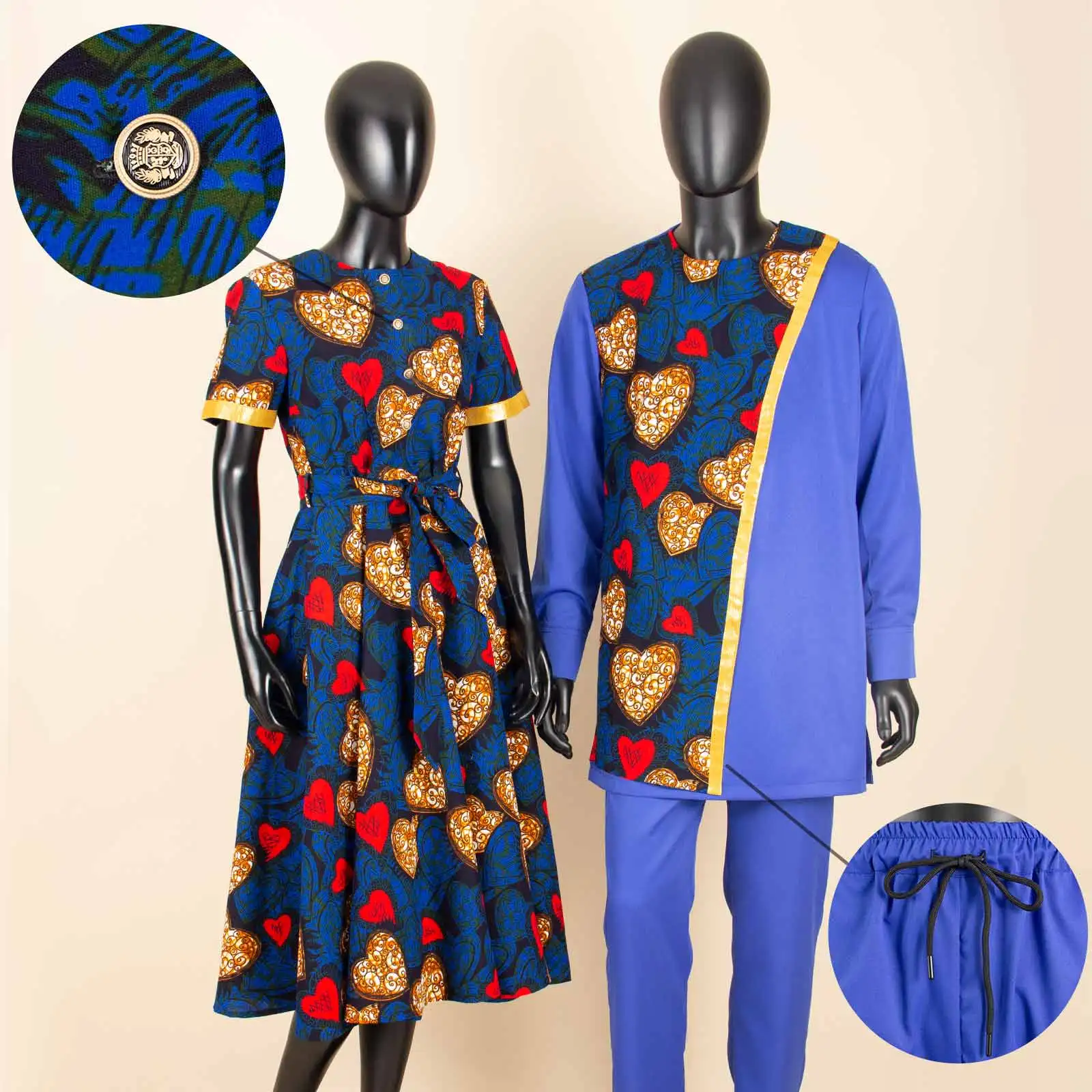 African Couple Matching Clothes Dashiki Women Print Dresses Bazin Riche Men Outfits 2 Pieces Suit Top and Pant Sets Y23C094