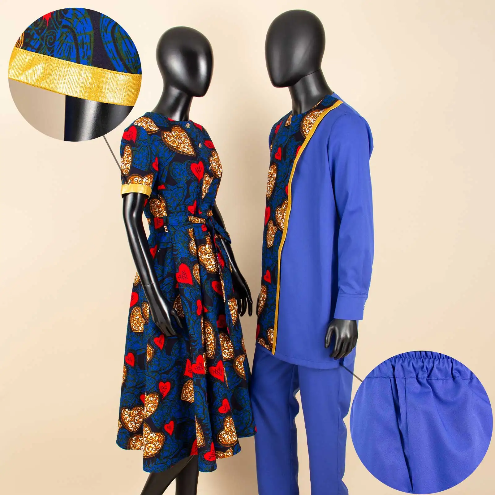 African Couple Matching Clothes Dashiki Women Print Dresses Bazin Riche Men Outfits 2 Pieces Suit Top and Pant Sets Y23C094