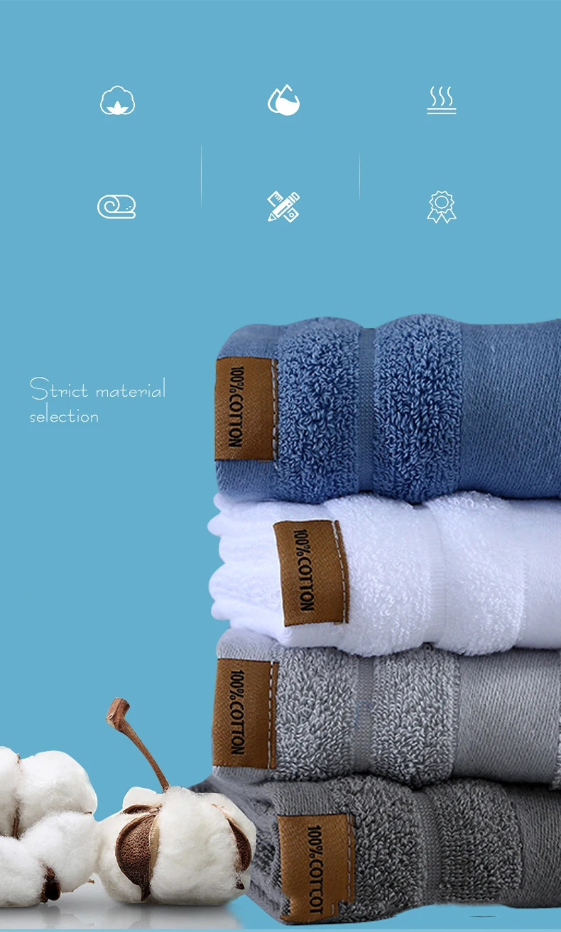 Pure Cotton Bath Towel Set for Adults 70x140 Hand Towel 34x76 High Quality Beach Fashion Hotel Water Absorbent Soft White Towel