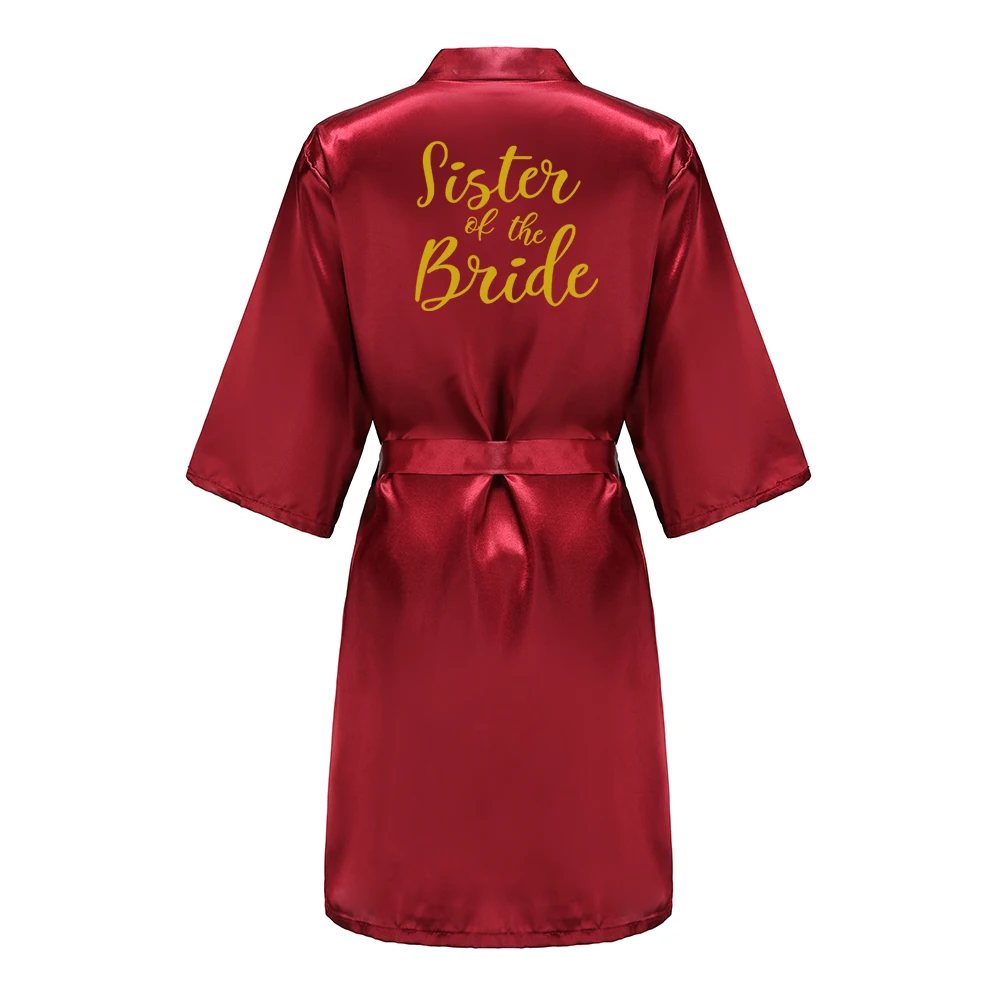 Burgundy Women Bathrobe Gold Letter Bride Bridesmaid Mother Maid of Honor Get Ready Bridal Party Robes Gifts Dressing Gown