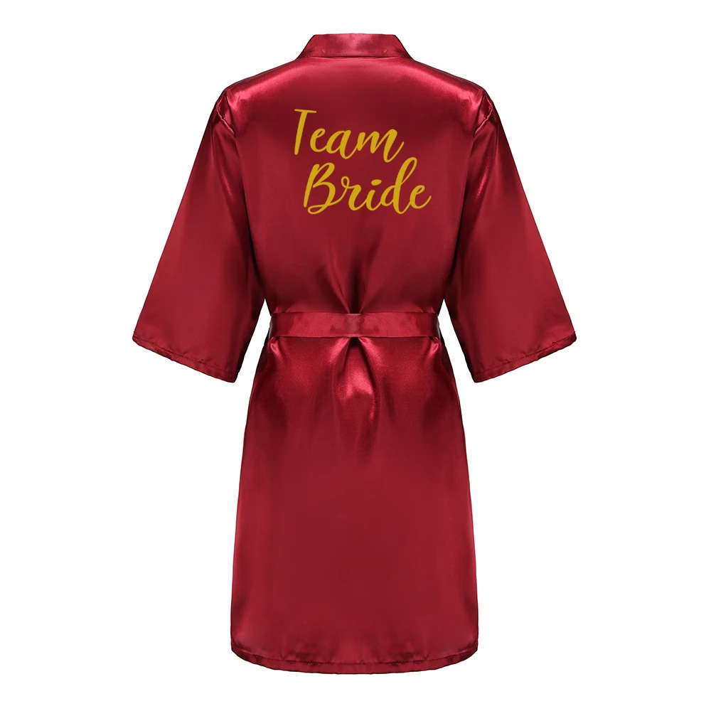 Burgundy Women Bathrobe Gold Letter Bride Bridesmaid Mother Maid of Honor Get Ready Bridal Party Robes Gifts Dressing Gown