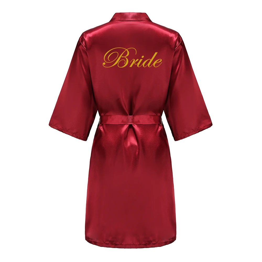 Burgundy Women Bathrobe Gold Letter Bride Bridesmaid Mother Maid of Honor Get Ready Bridal Party Robes Gifts Dressing Gown