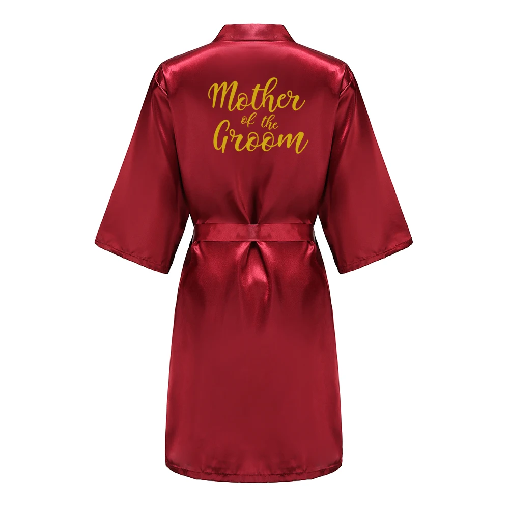 Burgundy Women Bathrobe Gold Letter Bride Bridesmaid Mother Maid of Honor Get Ready Bridal Party Robes Gifts Dressing Gown
