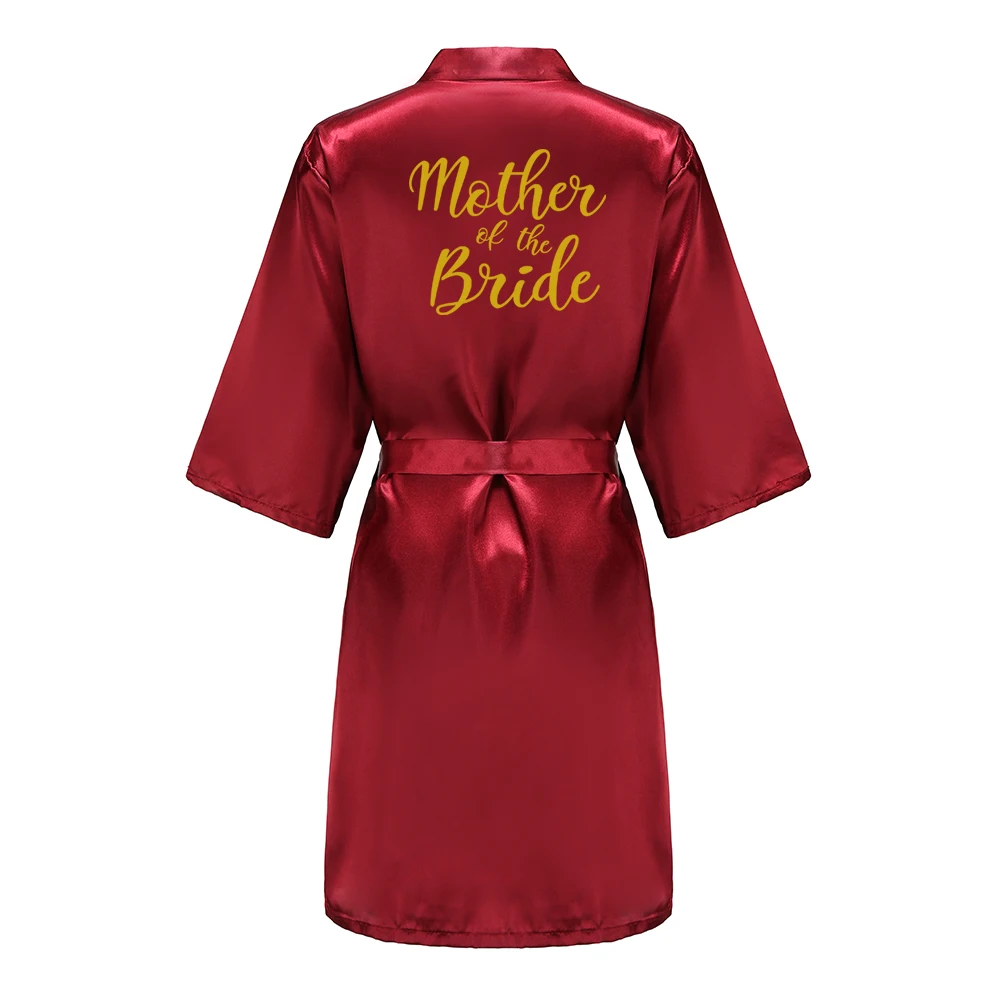 Burgundy Women Bathrobe Gold Letter Bride Bridesmaid Mother Maid of Honor Get Ready Bridal Party Robes Gifts Dressing Gown