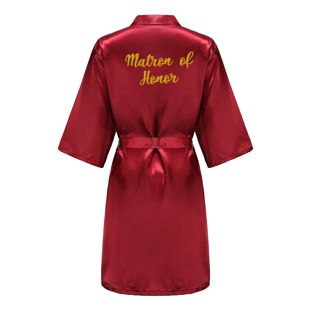Burgundy Women Bathrobe Gold Letter Bride Bridesmaid Mother Maid of Honor Get Ready Bridal Party Robes Gifts Dressing Gown