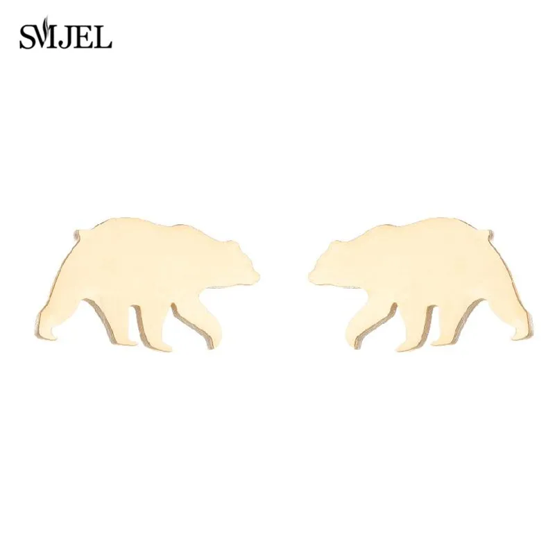 Golden Korean Minimalist Stainless Steel Animal Stud Earrings for Women Fashion 2026 Jewelry Dog Paw Rabbit Cat Key Studs Gift