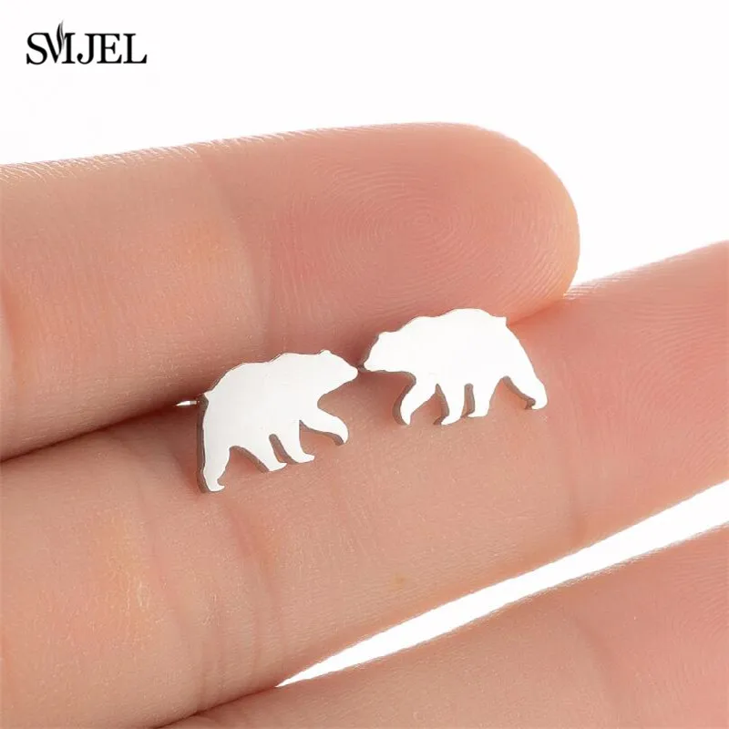 Golden Korean Minimalist Stainless Steel Animal Stud Earrings for Women Fashion 2026 Jewelry Dog Paw Rabbit Cat Key Studs Gift