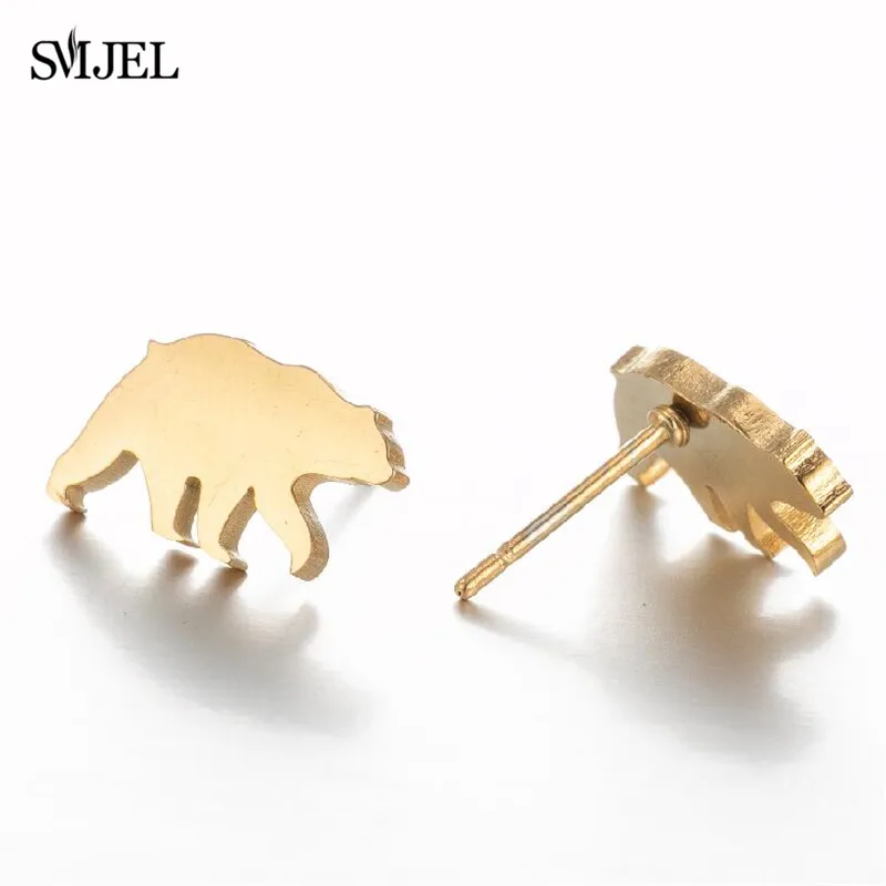 Golden Korean Minimalist Stainless Steel Animal Stud Earrings for Women Fashion 2026 Jewelry Dog Paw Rabbit Cat Key Studs Gift