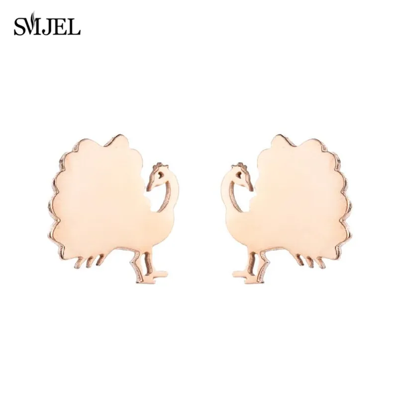 Golden Korean Minimalist Stainless Steel Animal Stud Earrings for Women Fashion 2026 Jewelry Dog Paw Rabbit Cat Key Studs Gift