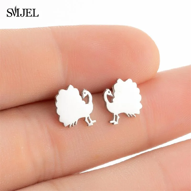 Golden Korean Minimalist Stainless Steel Animal Stud Earrings for Women Fashion 2026 Jewelry Dog Paw Rabbit Cat Key Studs Gift