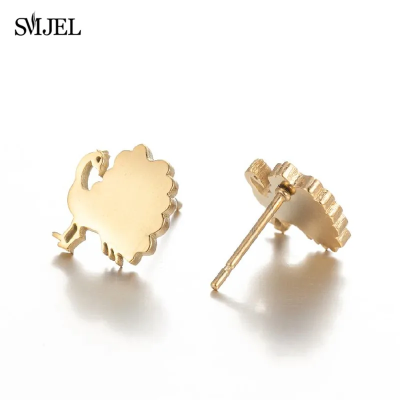 Golden Korean Minimalist Stainless Steel Animal Stud Earrings for Women Fashion 2026 Jewelry Dog Paw Rabbit Cat Key Studs Gift