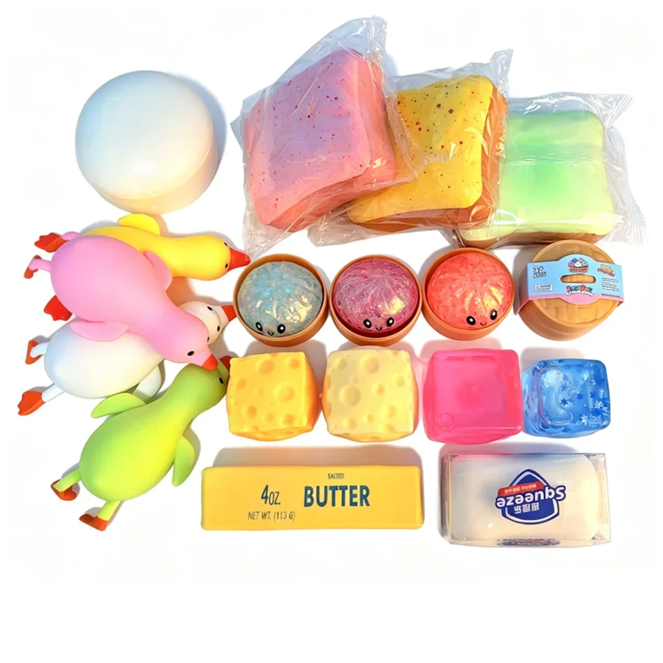 Squishy Toys Collection, Slow Rising Soft Squeeze Fidget Sensory Toys, Simulation Food Series Including Dumpling Squishy, Butter