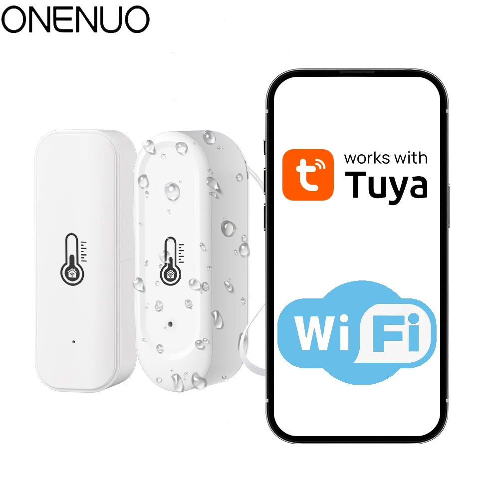 Tuya Indoor or IP65 Waterproof Outdoor WiFi Temperature Humidity Sensor Home Thermometer Compatible For Alexa Google Home Voice