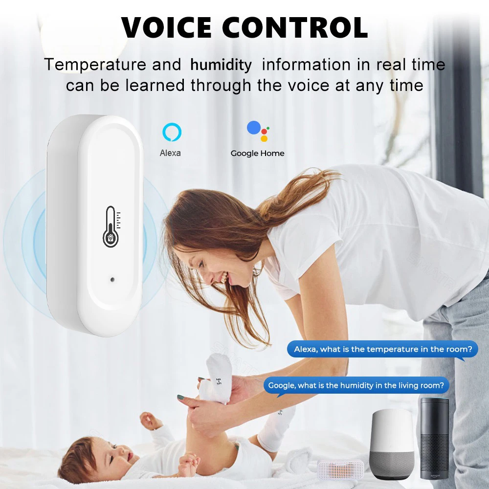 Tuya Indoor or IP65 Waterproof Outdoor WiFi Temperature Humidity Sensor Home Thermometer Compatible For Alexa Google Home Voice