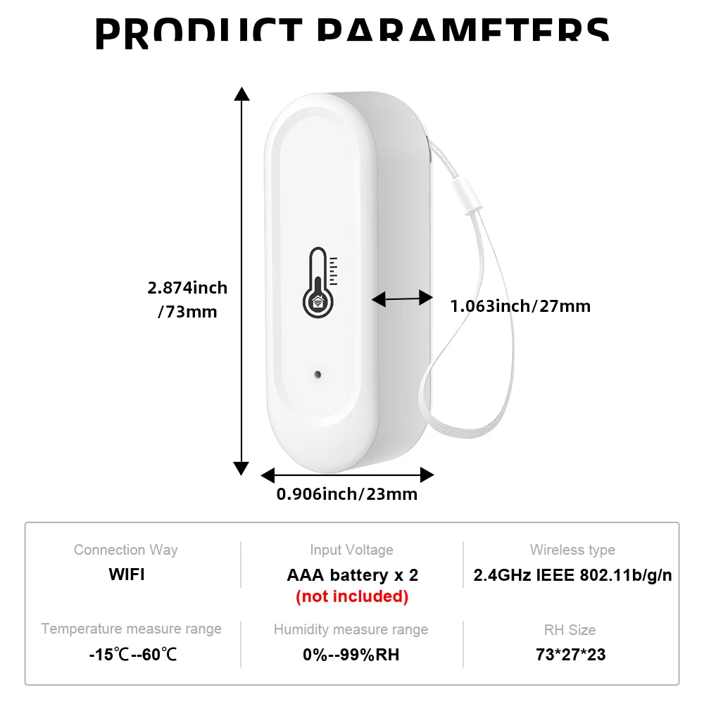 Tuya Indoor or IP65 Waterproof Outdoor WiFi Temperature Humidity Sensor Home Thermometer Compatible For Alexa Google Home Voice