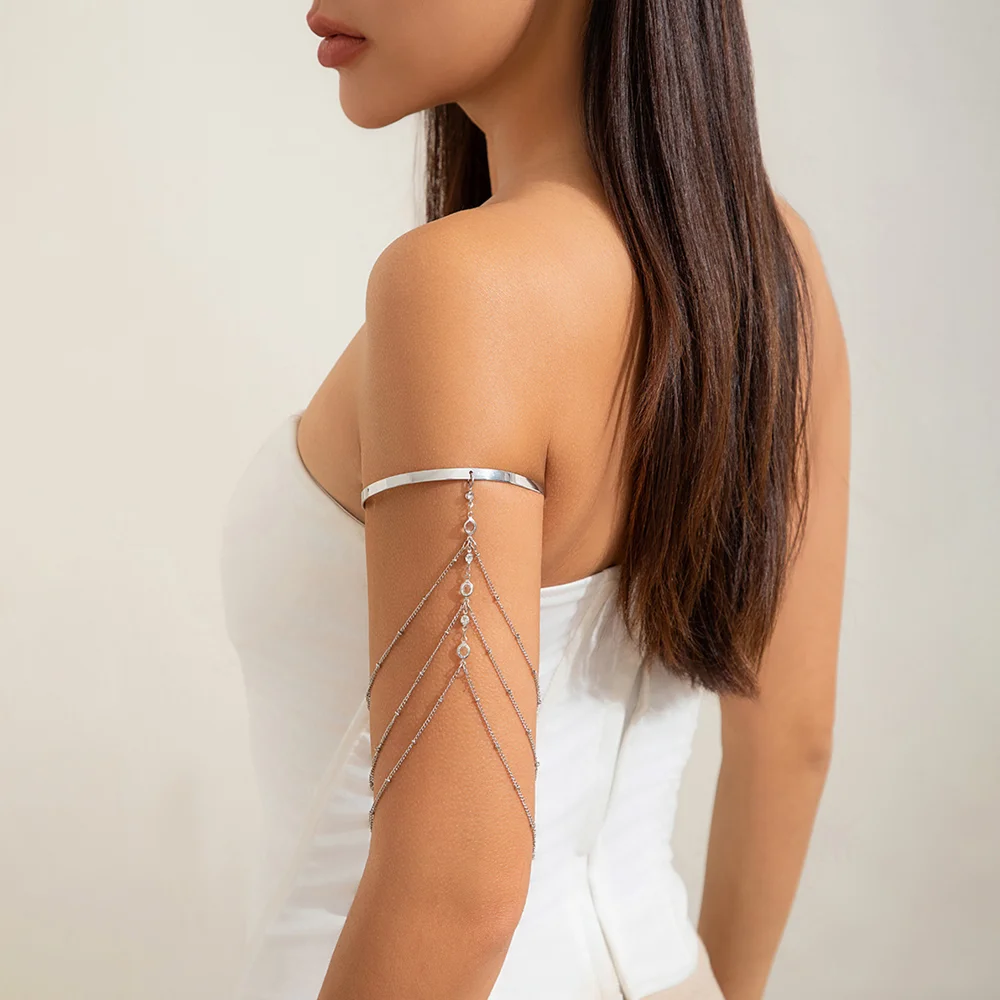 Trendy Arm Jewelry Fashion Sexy Multi-layered Rhinestone Chain Tassel Upper Arm Bracelet Armlet Armband Women Accessories