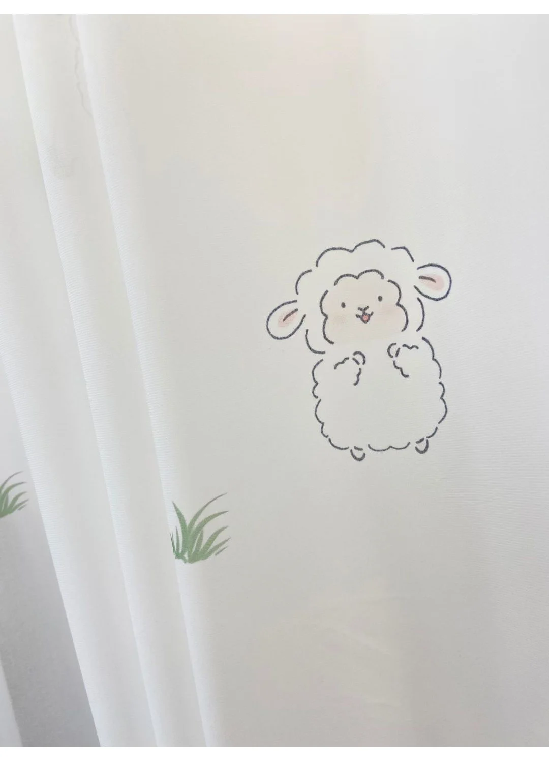 Green Cartoon Blackout Curtains 3D Embroidered Sheep Children Boys Girl Cortinas for Living Room Bedroom White Voile Curtains