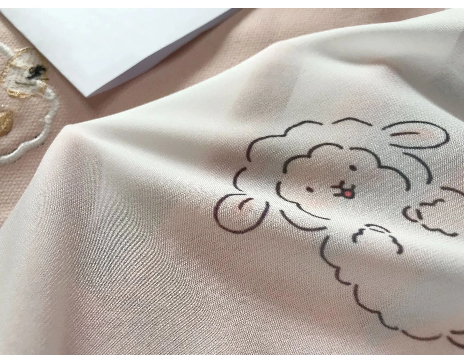 Green Cartoon Blackout Curtains 3D Embroidered Sheep Children Boys Girl Cortinas for Living Room Bedroom White Voile Curtains